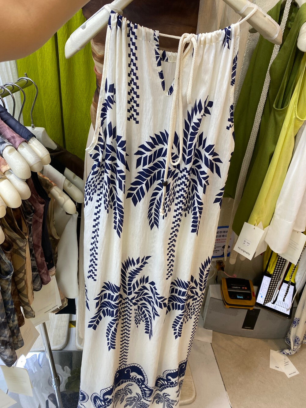 Tropical Palm Print Halter Neck Maxi Dress 3