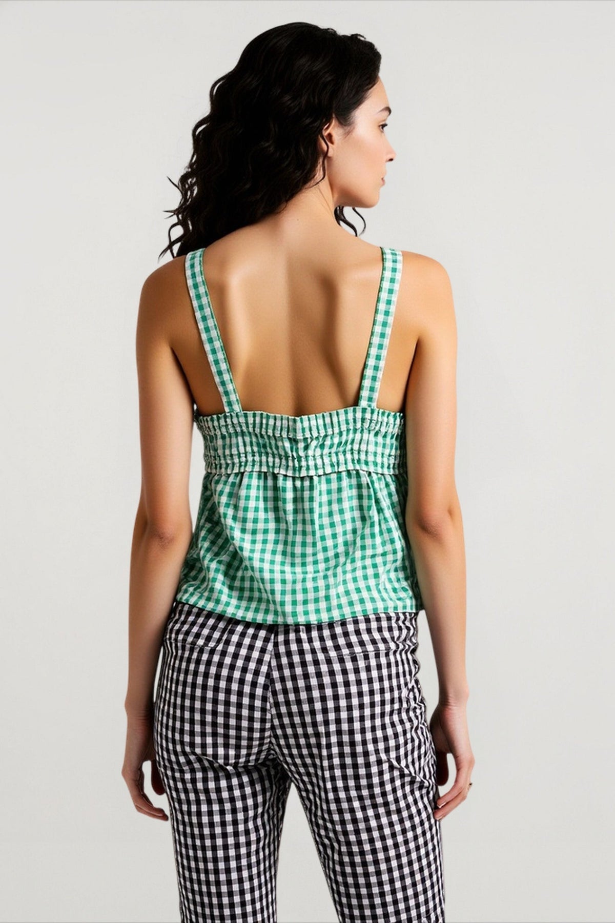 Plaid Panel Cami Top