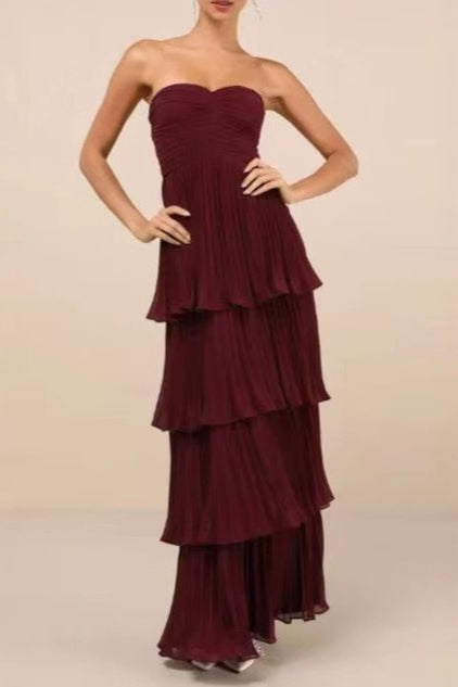 Ruched Bustier Tiered Hem Formal Dress - View 3