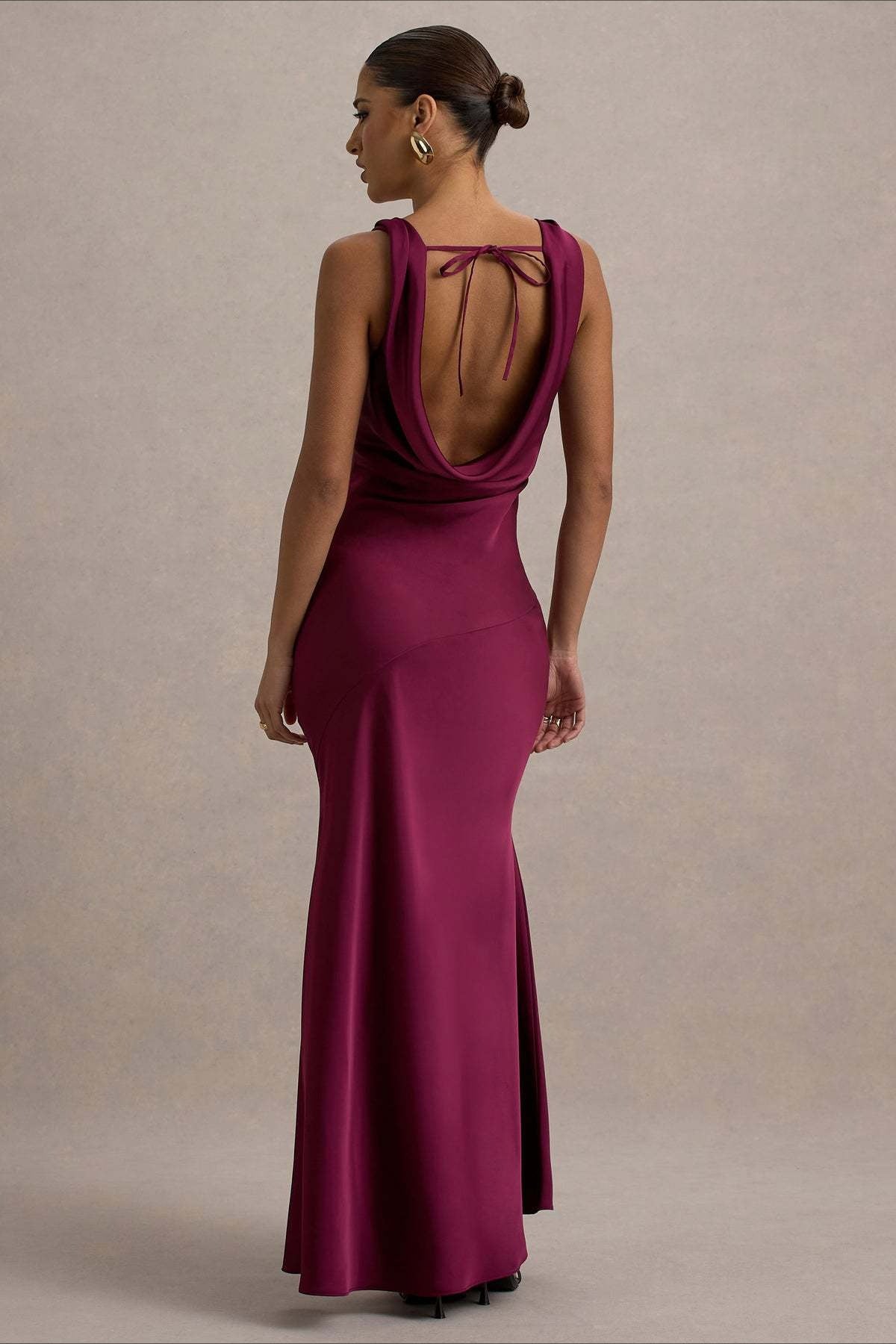 Satin Mermaid Low-Back Party Dress in Blue - View 7