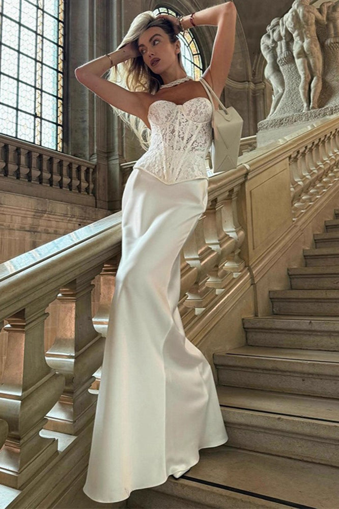 Satin High Waist Maxi Skirt