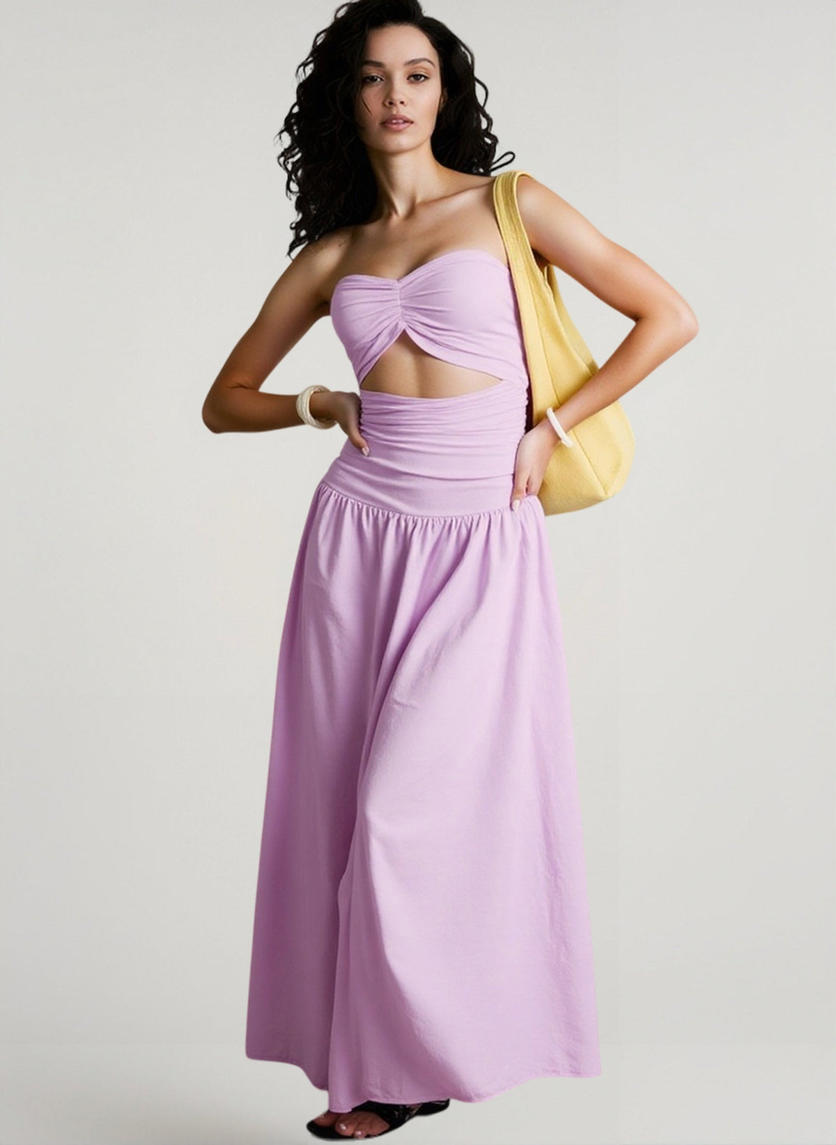 Solid Tube Cutout Vacation Dress