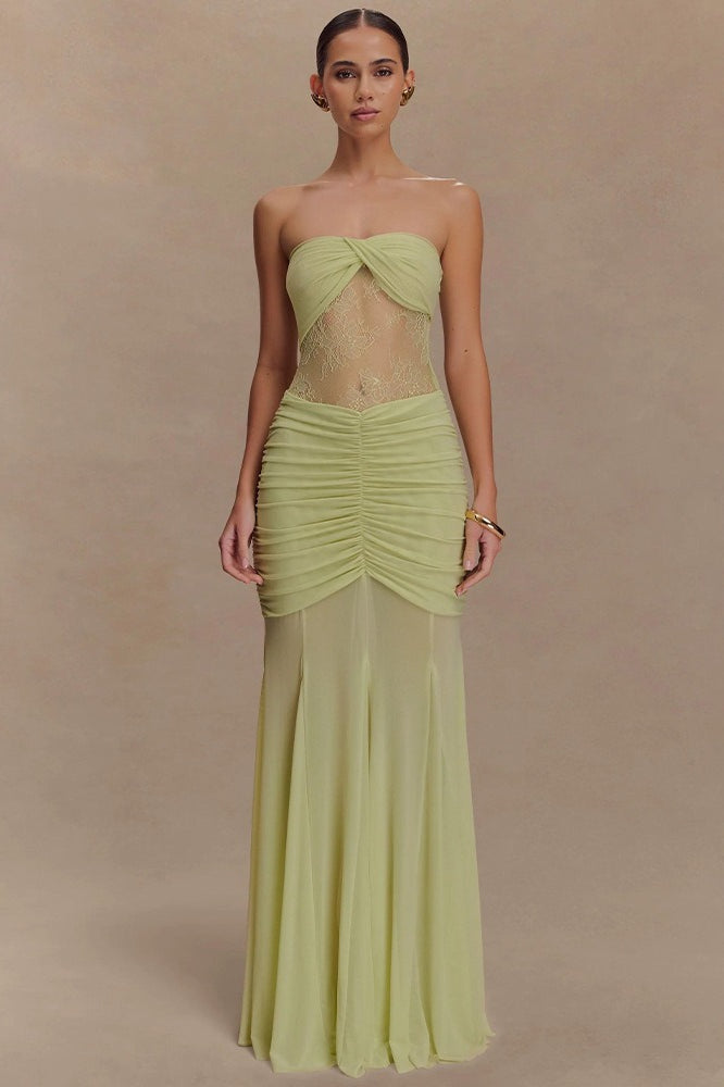 Lace Ruched Bodycon Dress