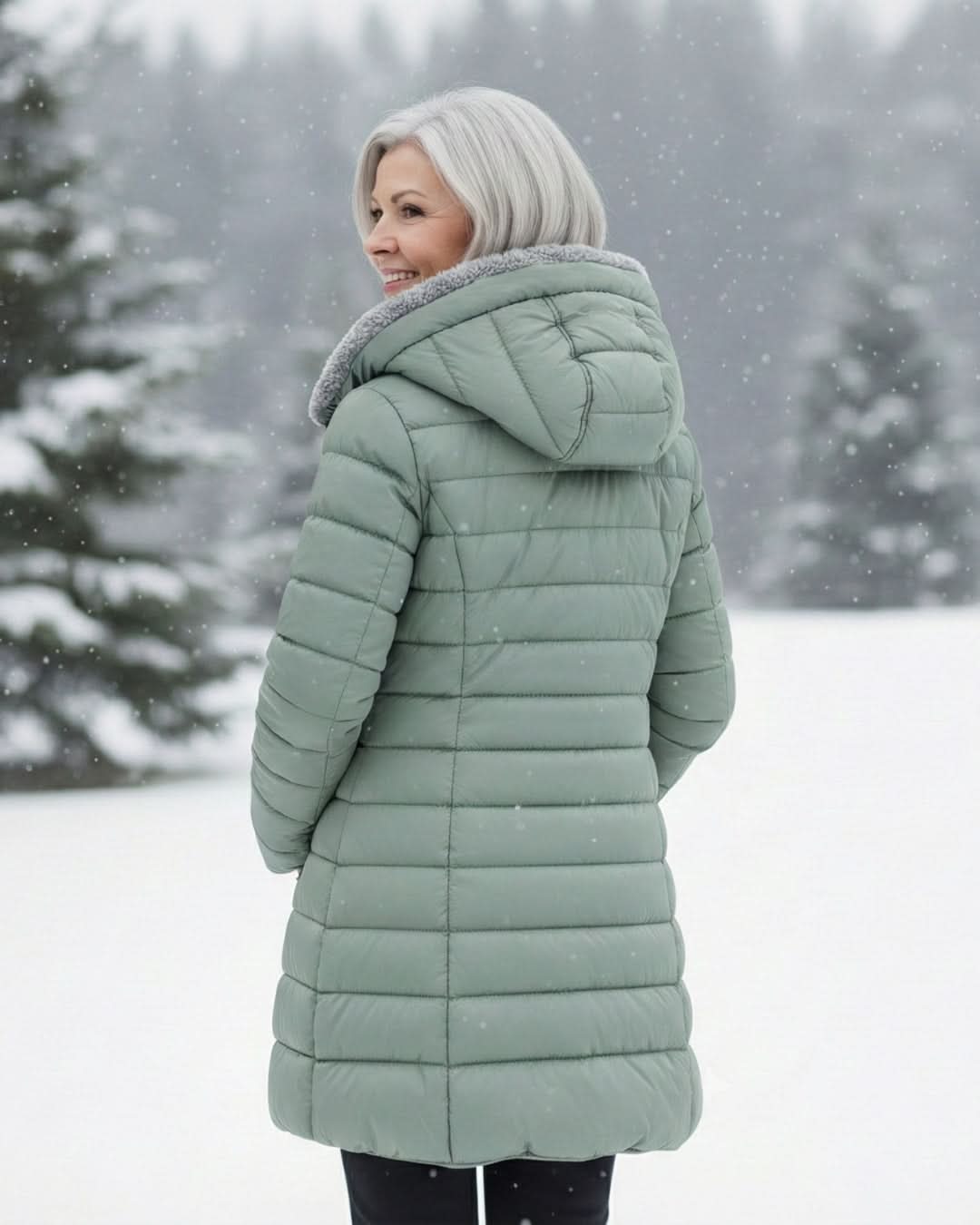 Hooded Faux Fur Lined Zip Front Longline Puffer Coat 15