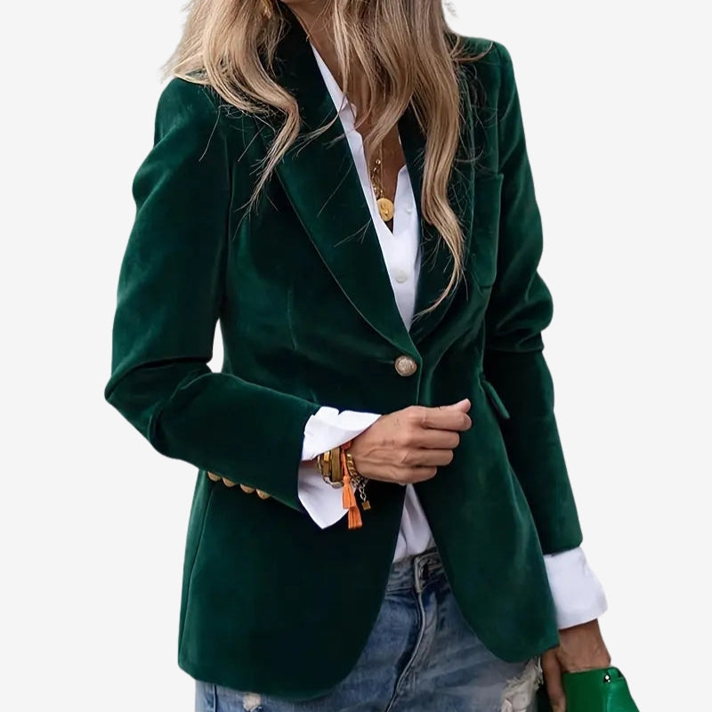 Velvet Single Breasted Blazer 3