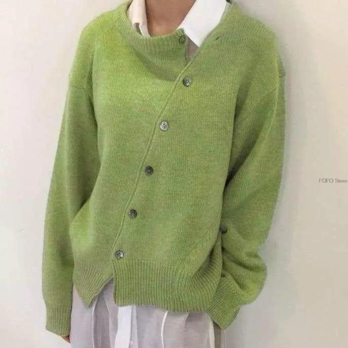 Button Front Drop Shoulder Knit Cardigan 3