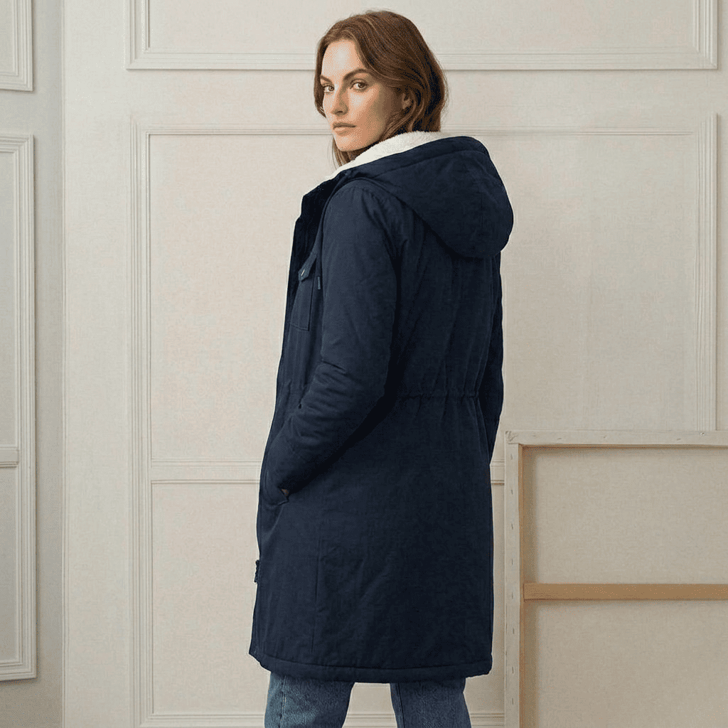 Hooded Fleece Lined Longline Parka Coat 7