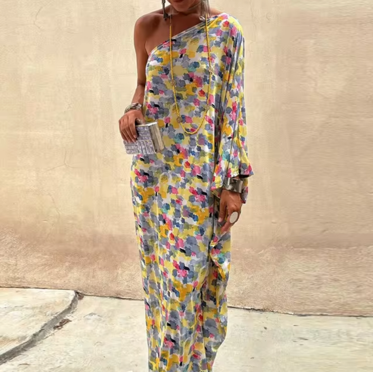 Rosetta Floral Print One Shoulder Maxi Dress - View 7
