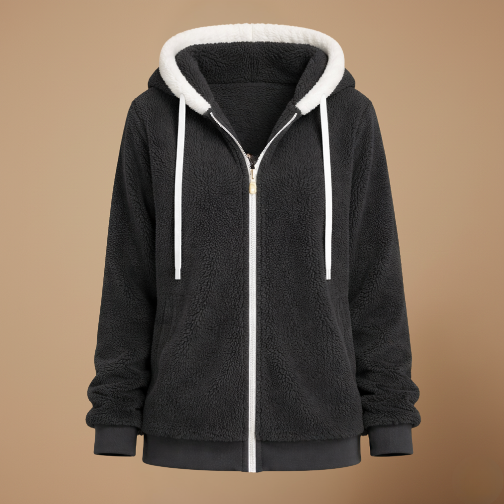 Hooded Zip Front Sherpa Fleece Jacket 24