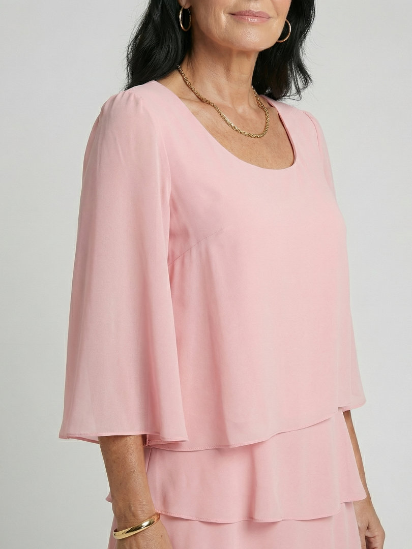 Layered Tier Bell Sleeve Knee Length Dress 6