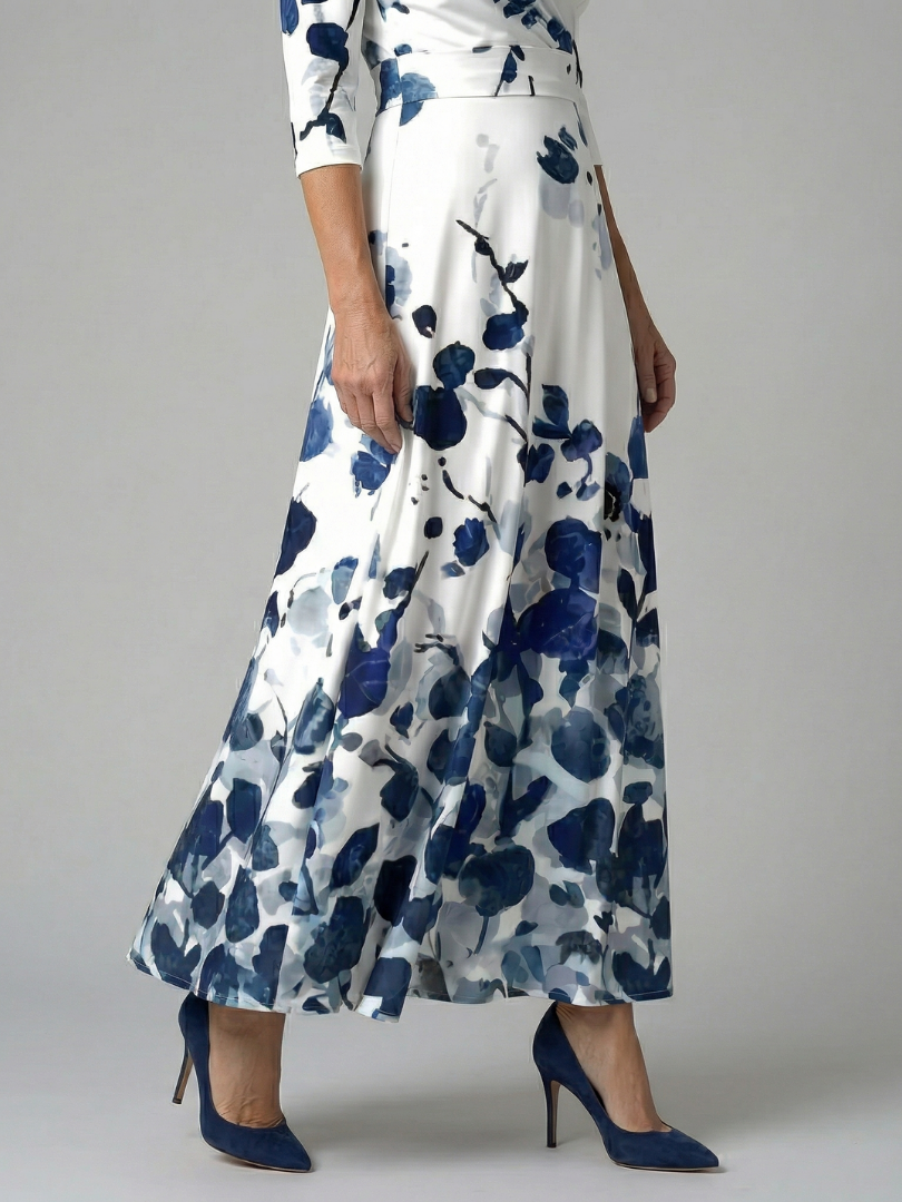 Floral Print Wrap V-Neck Three Quarter Sleeve Maxi Dress 13