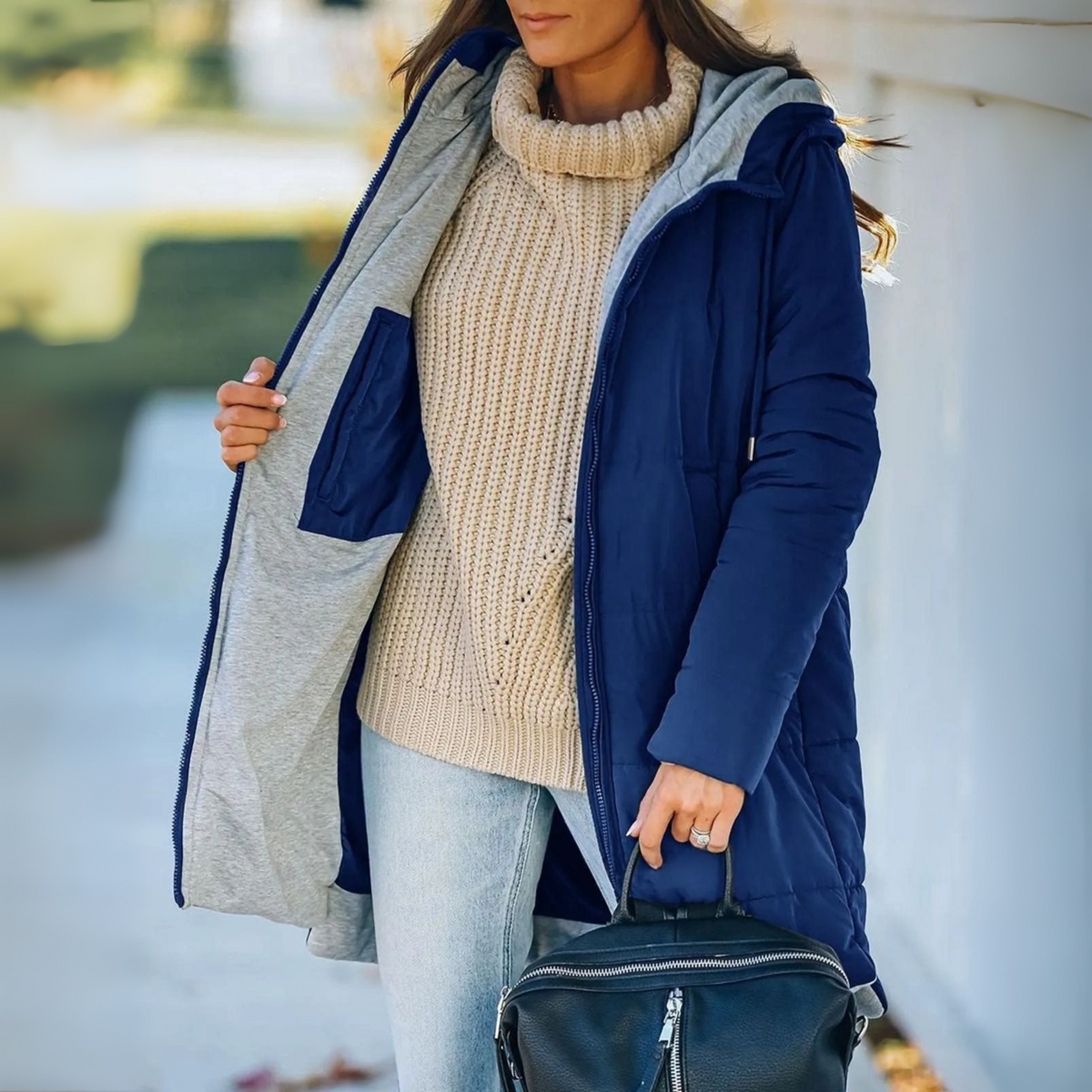 Hooded Zip Front Longline Quilted Puffer Jacket 3
