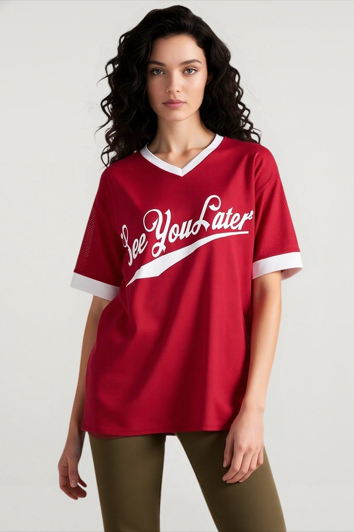 Crew Neck Short Sleeve Contrast Trim Graphic Baseball Tee 2