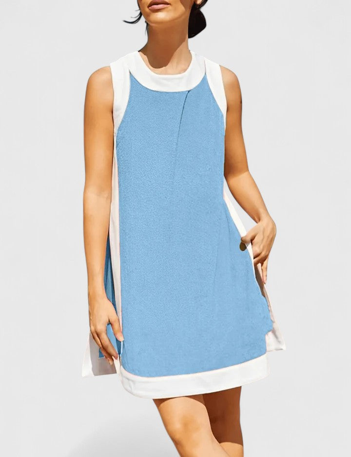 Contrast Trim Round Neck Sleeveless Shift Mini Dress 2