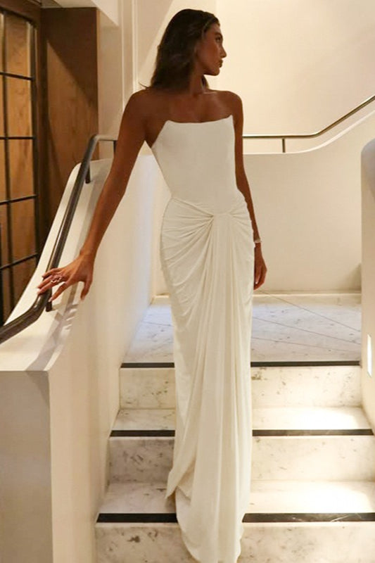Boned Lace-Up Strapless Party Dress - View 5