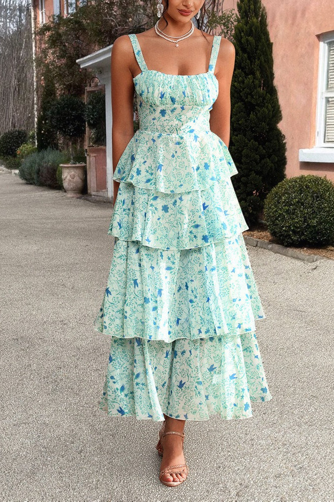 Chiffon Strap Maxi Floral Dress - View 8