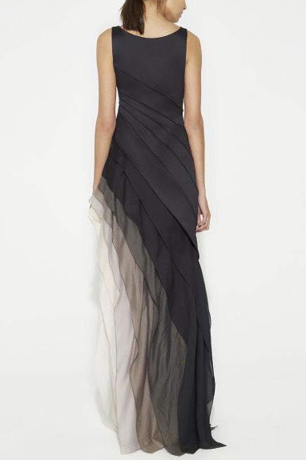 Elegant and Mysterious Tulle Gradient Cascading Design Gown Maxi Dress - View 6
