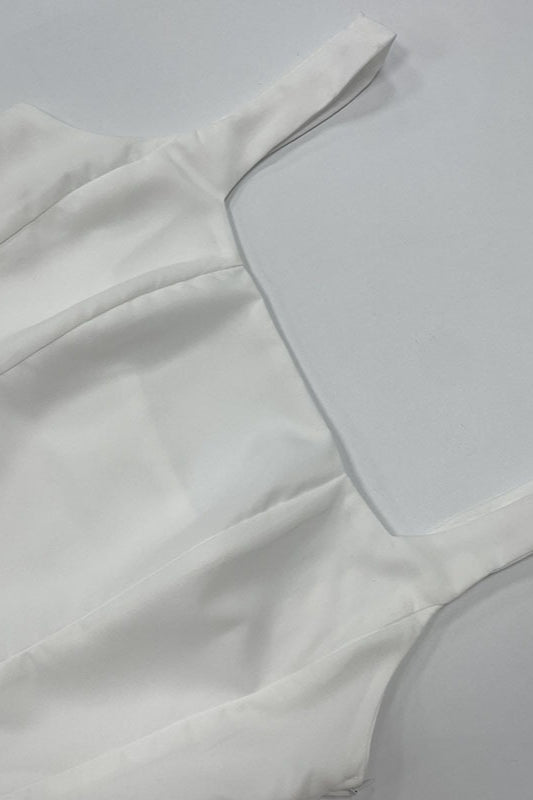 Square Neck Sleeveless Basque Waist A-Line Midi Cocktail Dress - View 12
