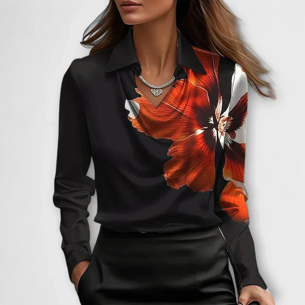 Draped Cowl Neck Long Sleeve Satin Blouse 6