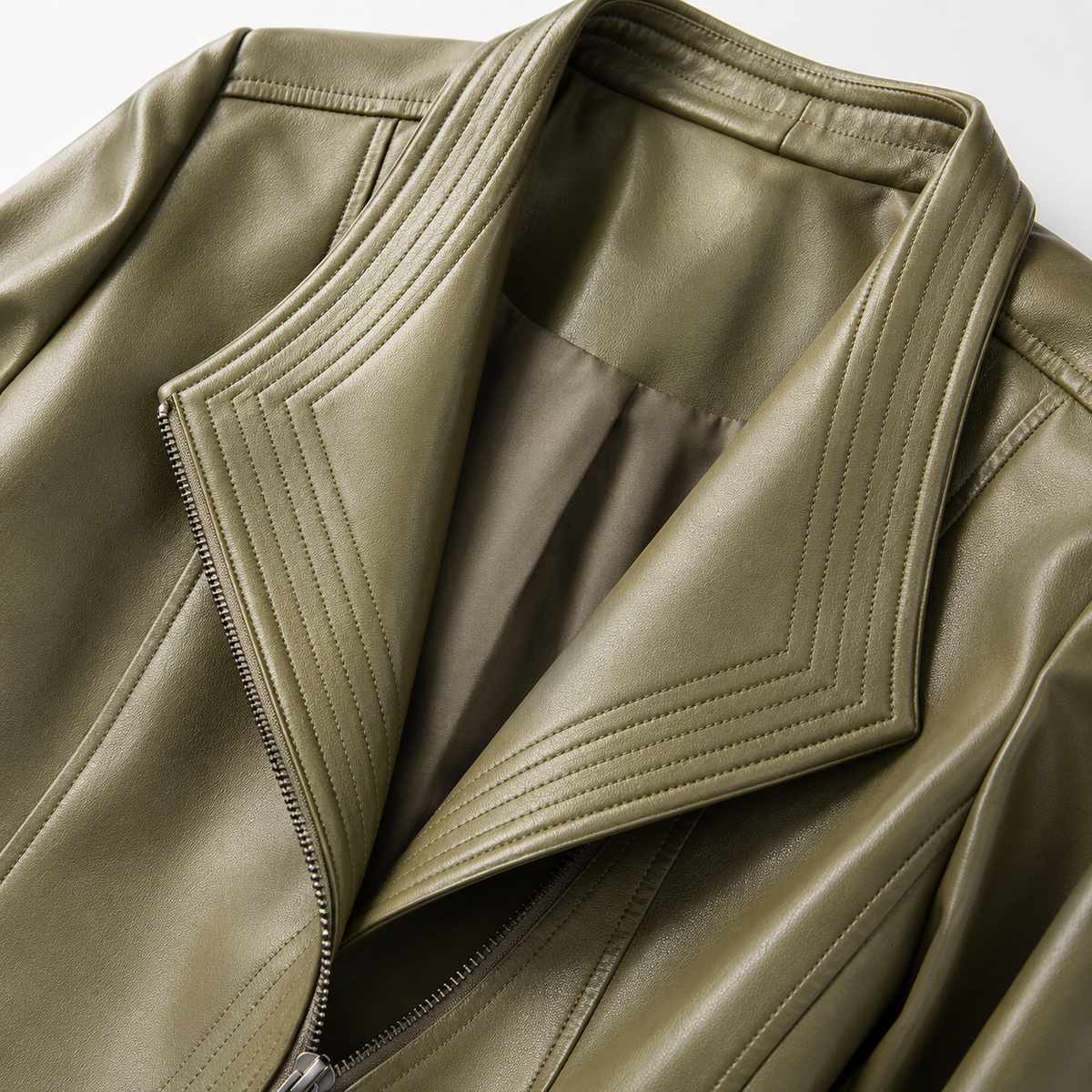 Draped Lapel Asymmetric Zip Faux Leather Jacket 8