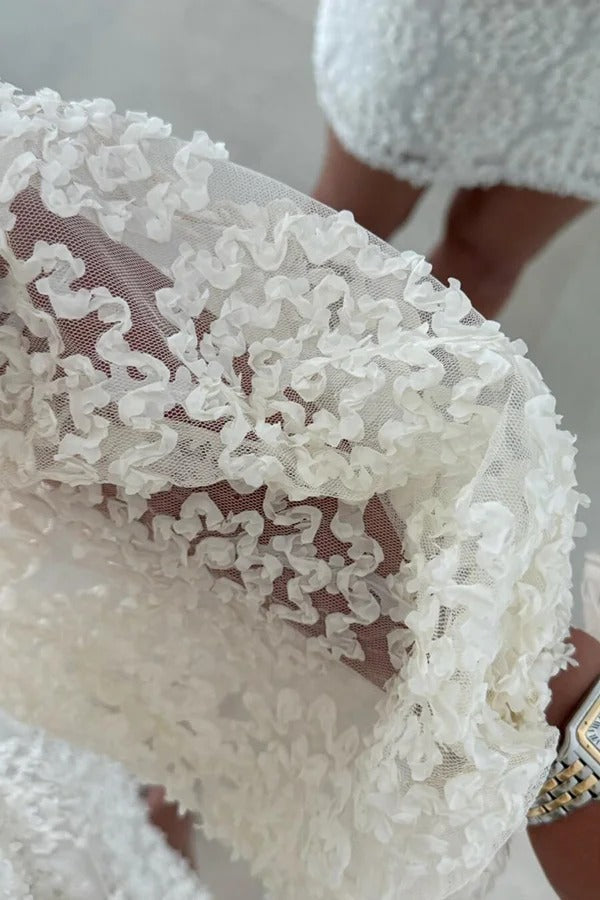 Kimberly Balloon Sleeve Textured Lace Mini Dress - View 5