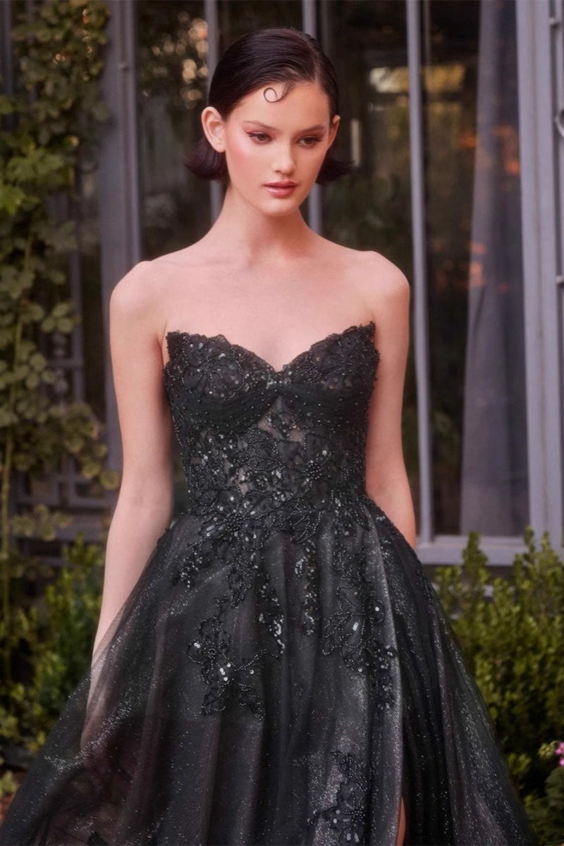 Tulle Sweetheart Strapless Lace High Split A-Line Ball Gown - View 2