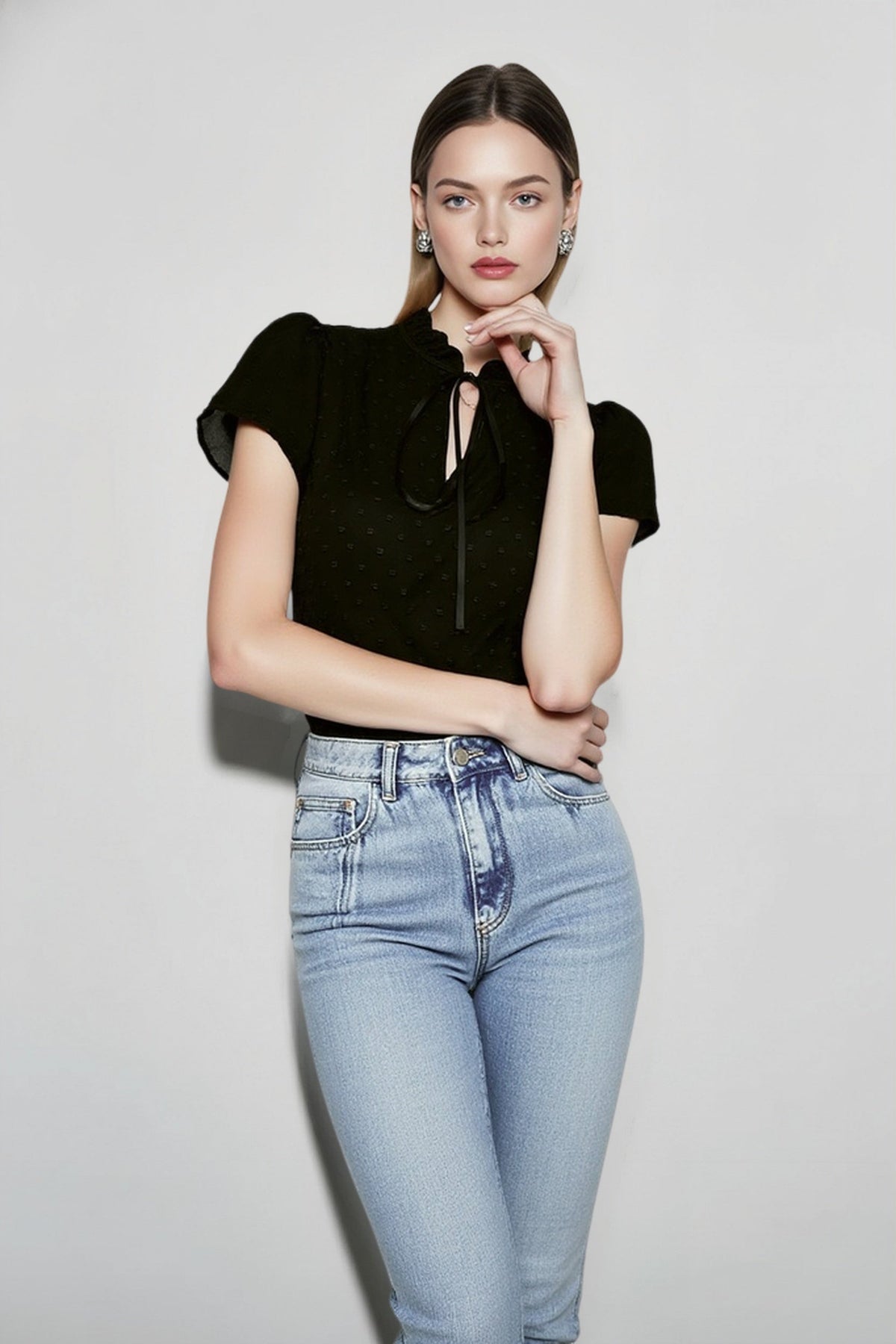 Office Bow Tie Collar Blouse