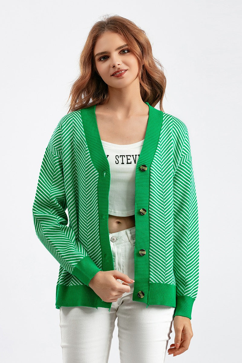 Long Sleeve Loose Knit Cardigan Sweater