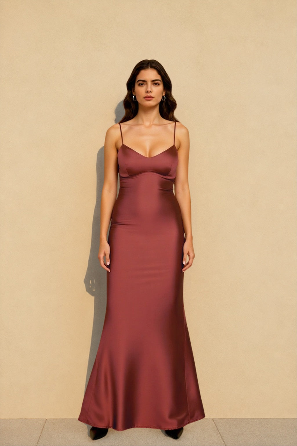 Backless Lace-Up Silk Dress - View 3