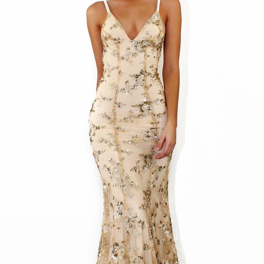 Strapless V - Neck Backless Sequined Dress - View 4
