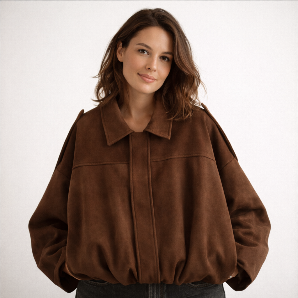 Collared Drop Shoulder Suede Look Oversized Jacket 7
