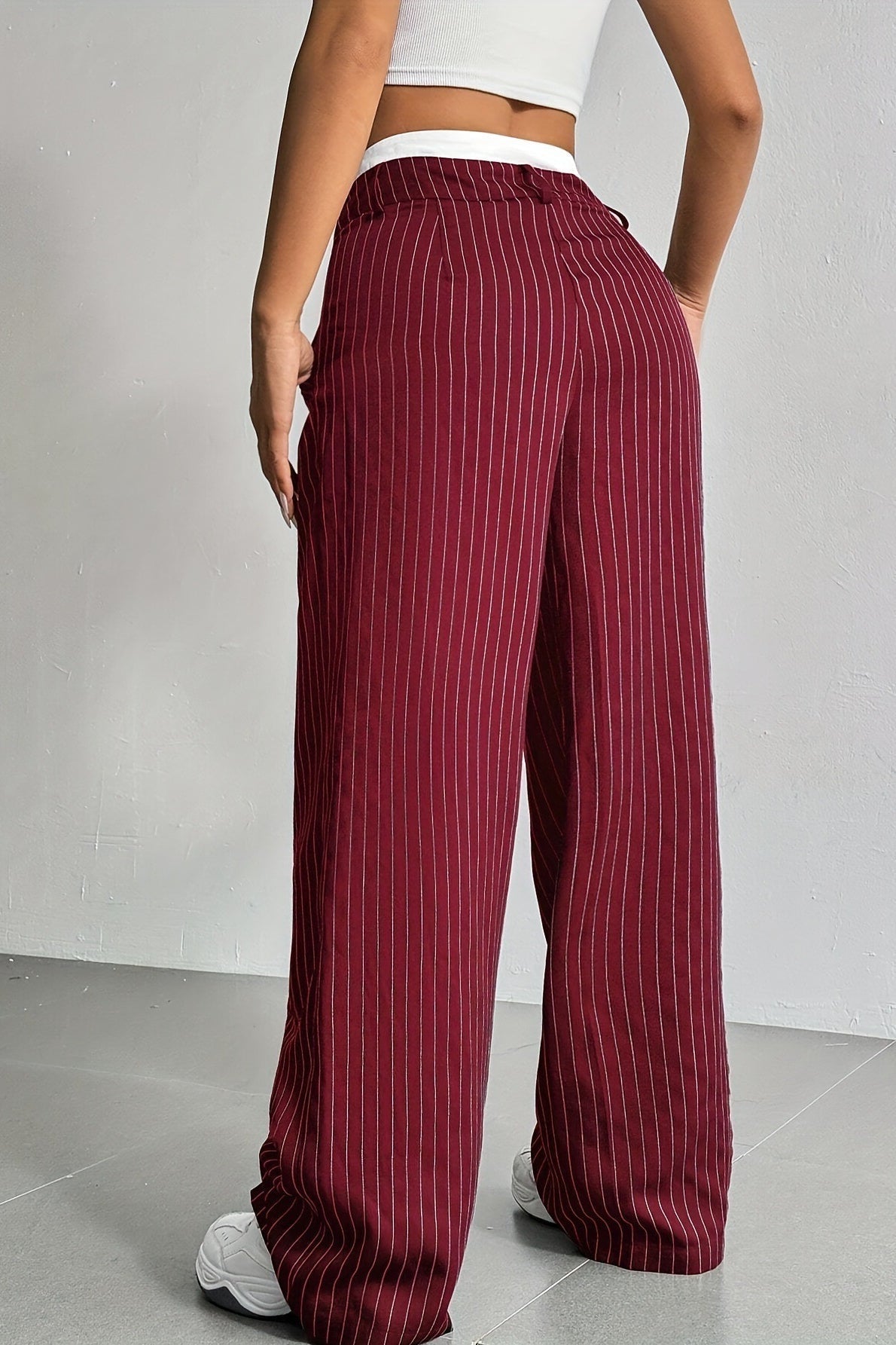 Patchwork Stripe High Waist Straight Pants