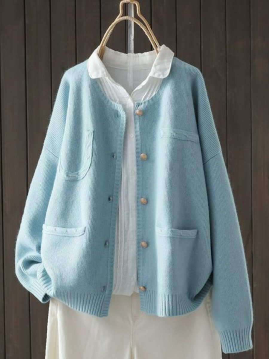 Contrast Collar Drop Shoulder Oversized Knit Sweater 4