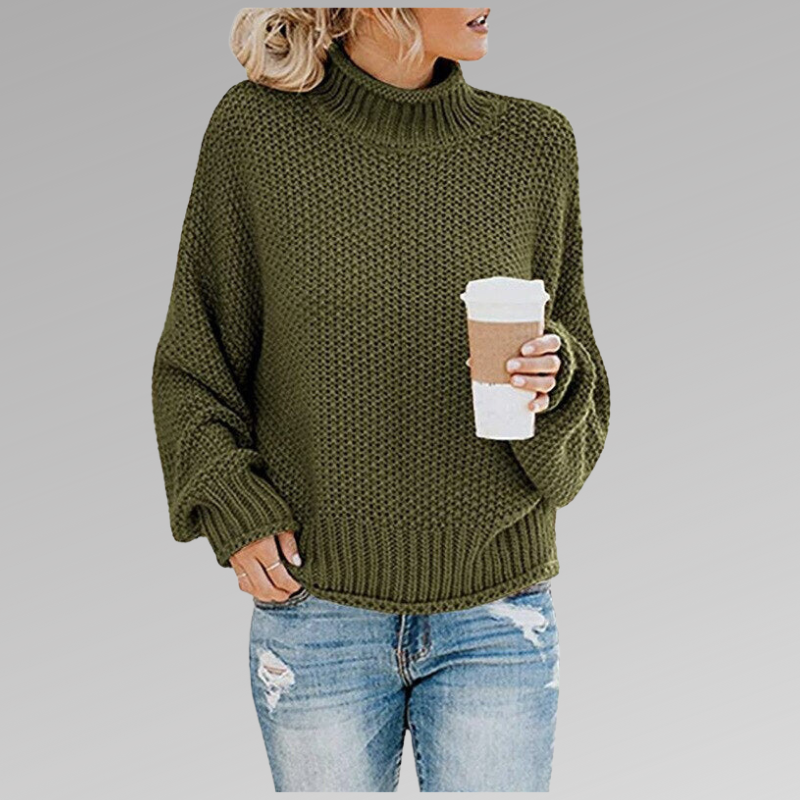 Turtleneck Long Sleeve Chunky Knit Oversized Sweater 2
