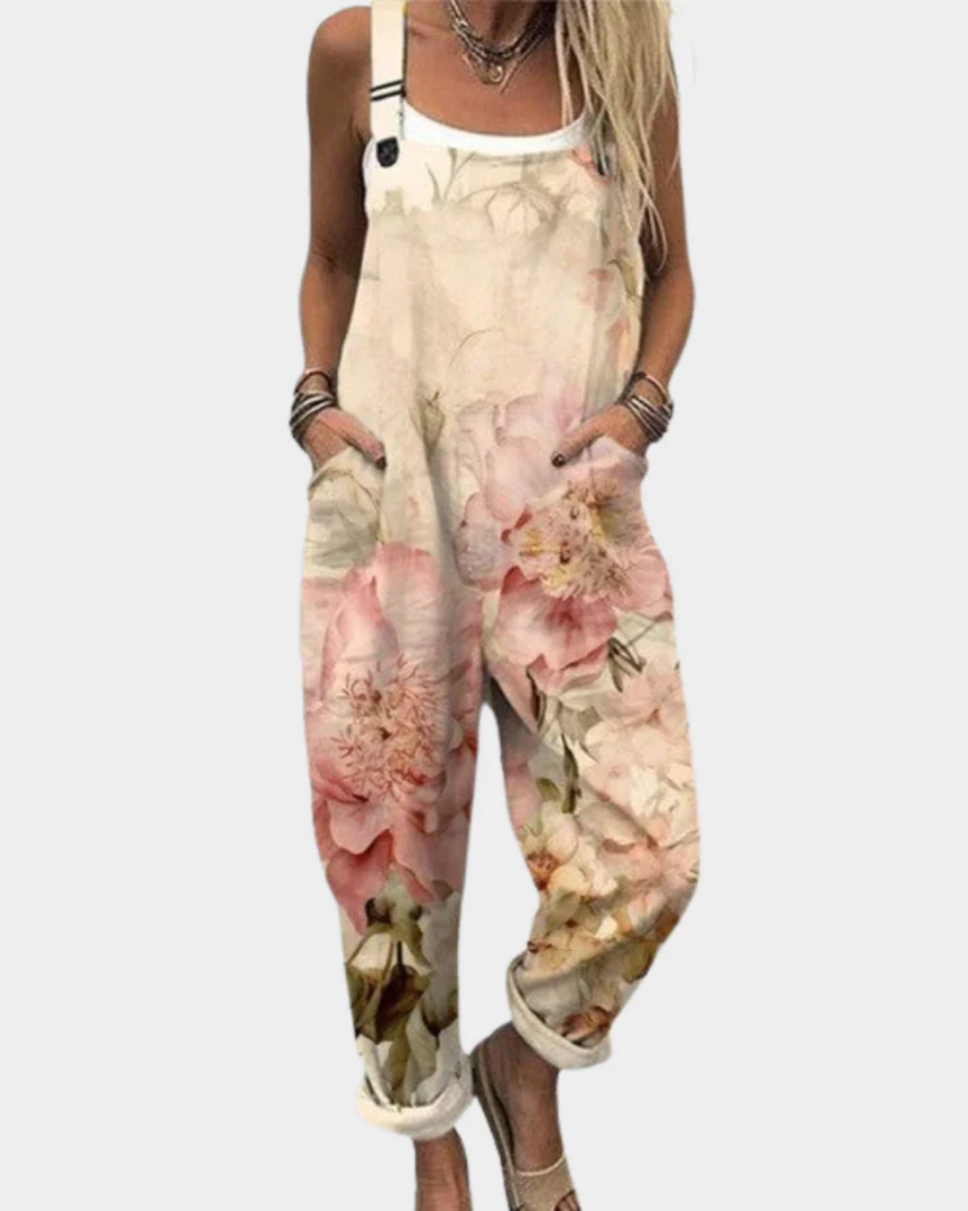 Wildflower Print Cuffed Leg Overall Jumpsuit with Pockets 6