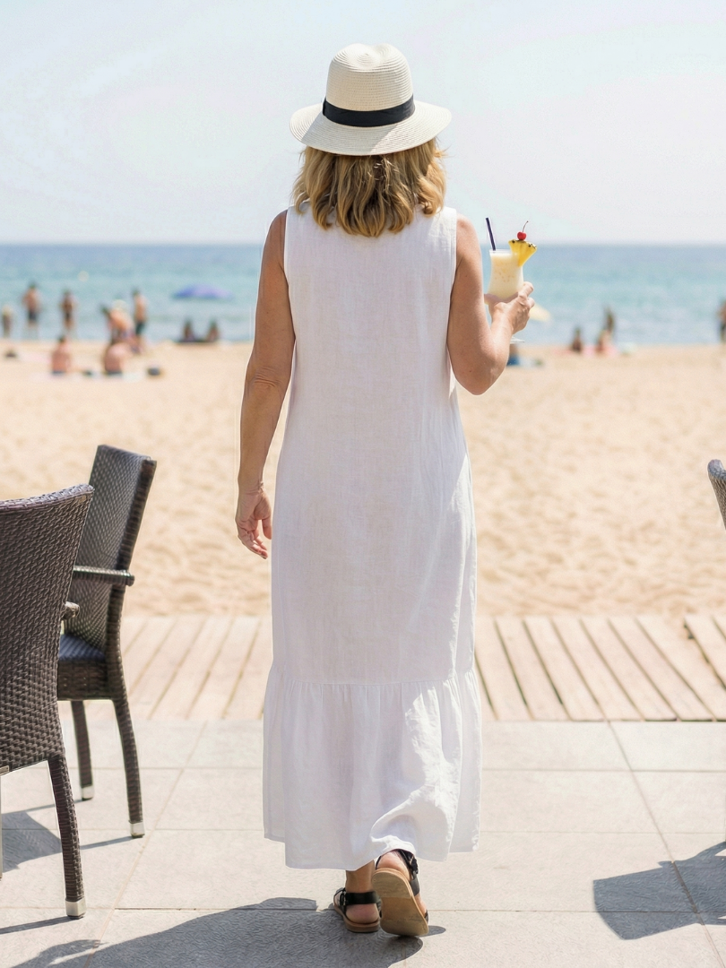 Round Neck Sleeveless Tiered Hem Maxi Dress 8