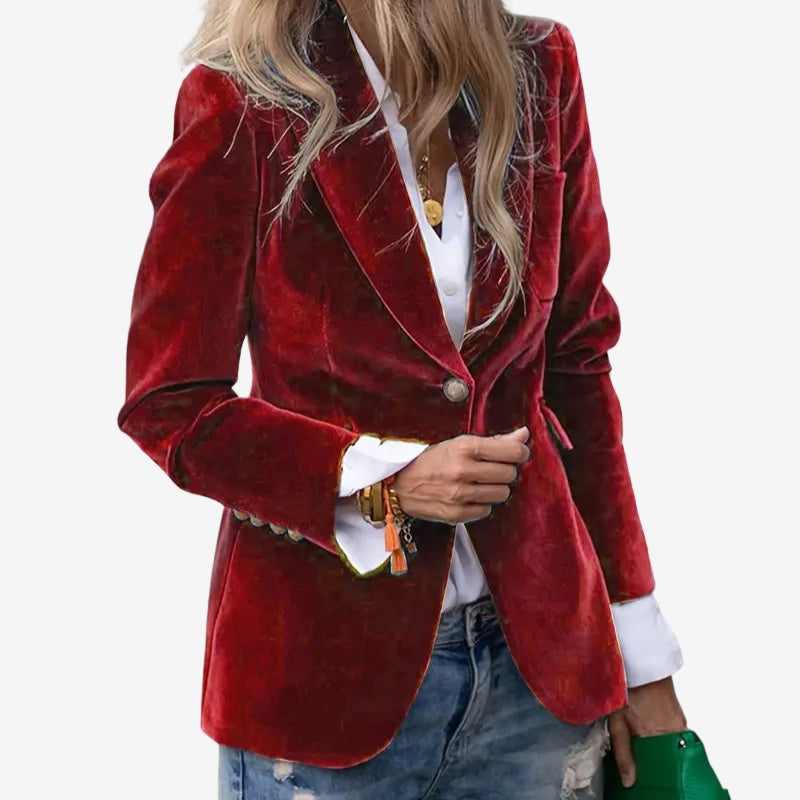 Velvet Single Breasted Blazer 4
