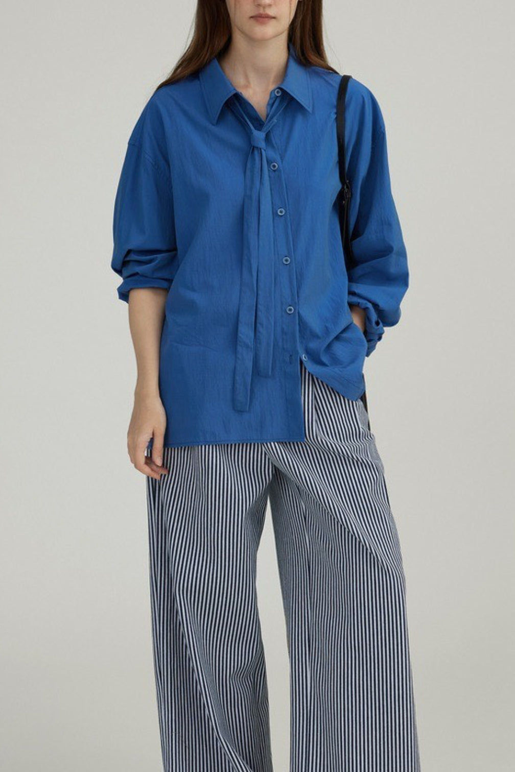 Tencel Draped Tie Blouse