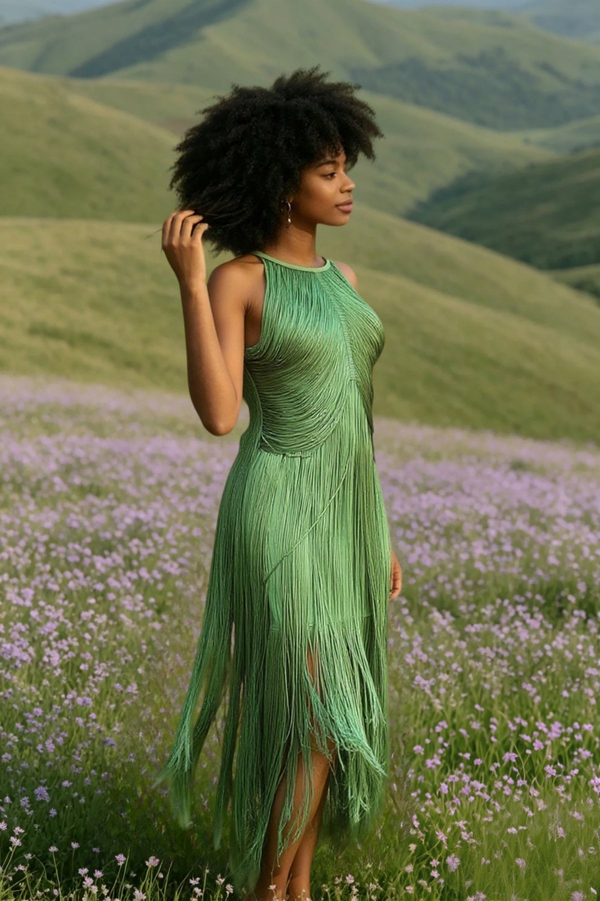 Halter Neck Fringe Bodycon Mini Cocktail Dress - View 4