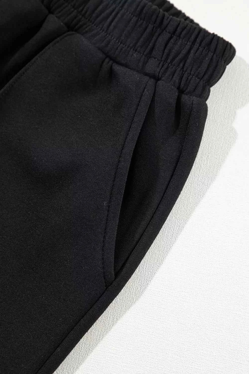 Solid Zip Sailor Collar Pullover Sweatpants Set