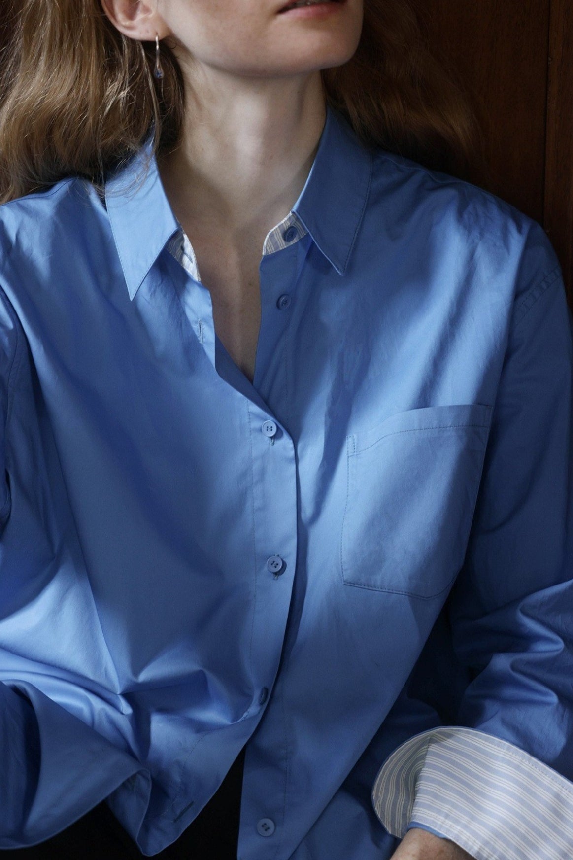 Woven Color Block Stripe Blouse
