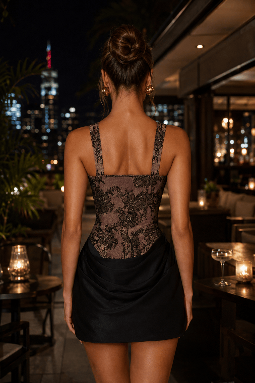 Patchwork Lace Ruched Dress