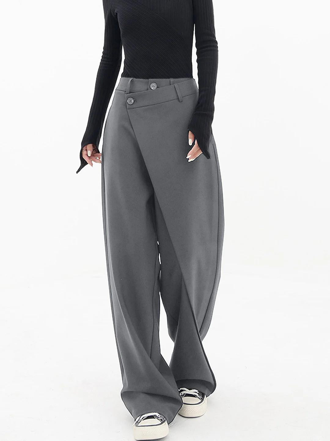 High Waist Asymmetric Wrap Wide Leg Trousers 8