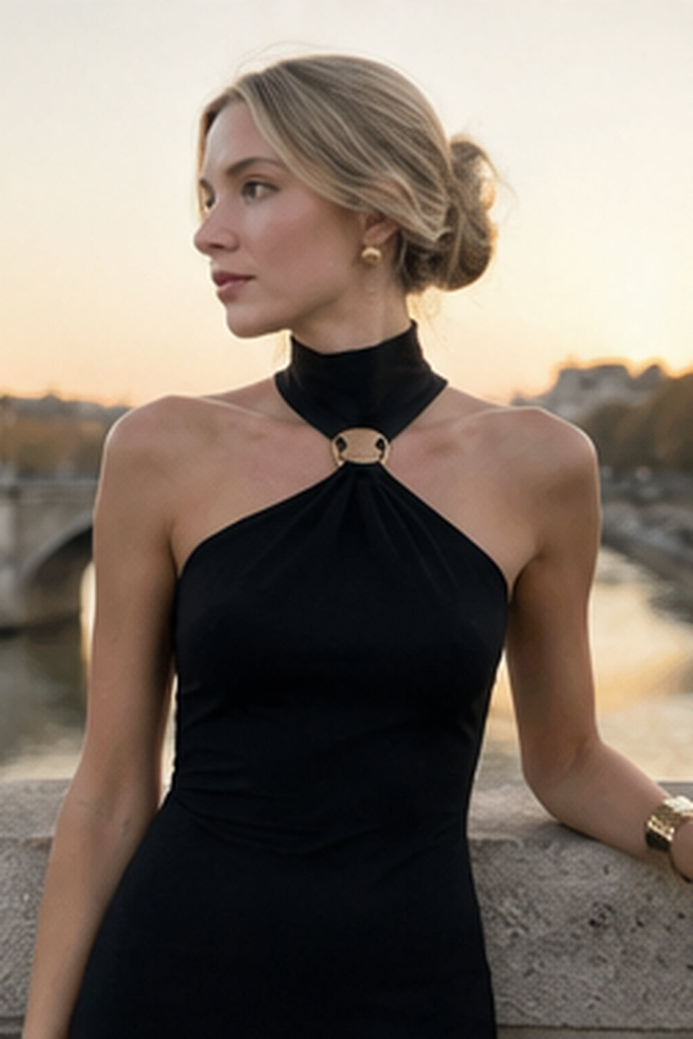 Halter High Neck O-Ring Sleeveless Maxi Dress 6