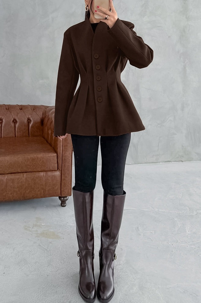 Tailored V-Neck Waist Defined Blazer