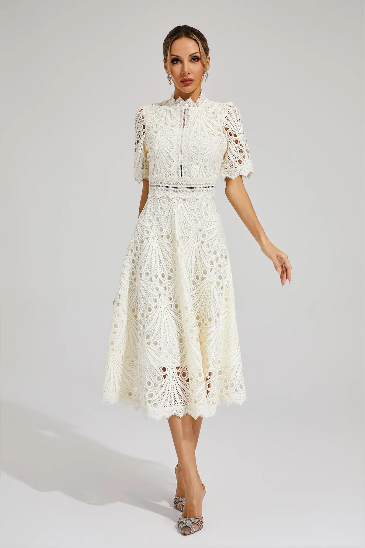 Hallie | Lace Midi Dress - View 9