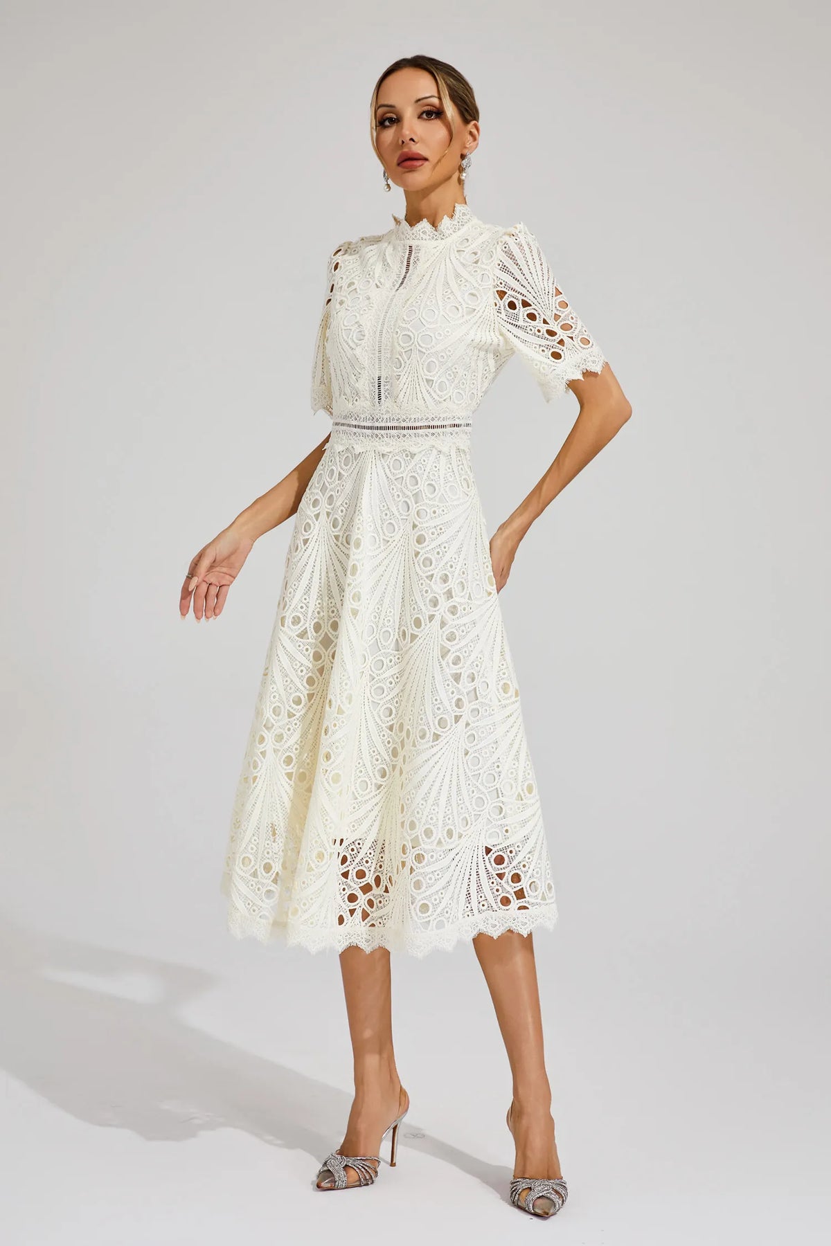 Hallie | Lace Midi Dress - View 10