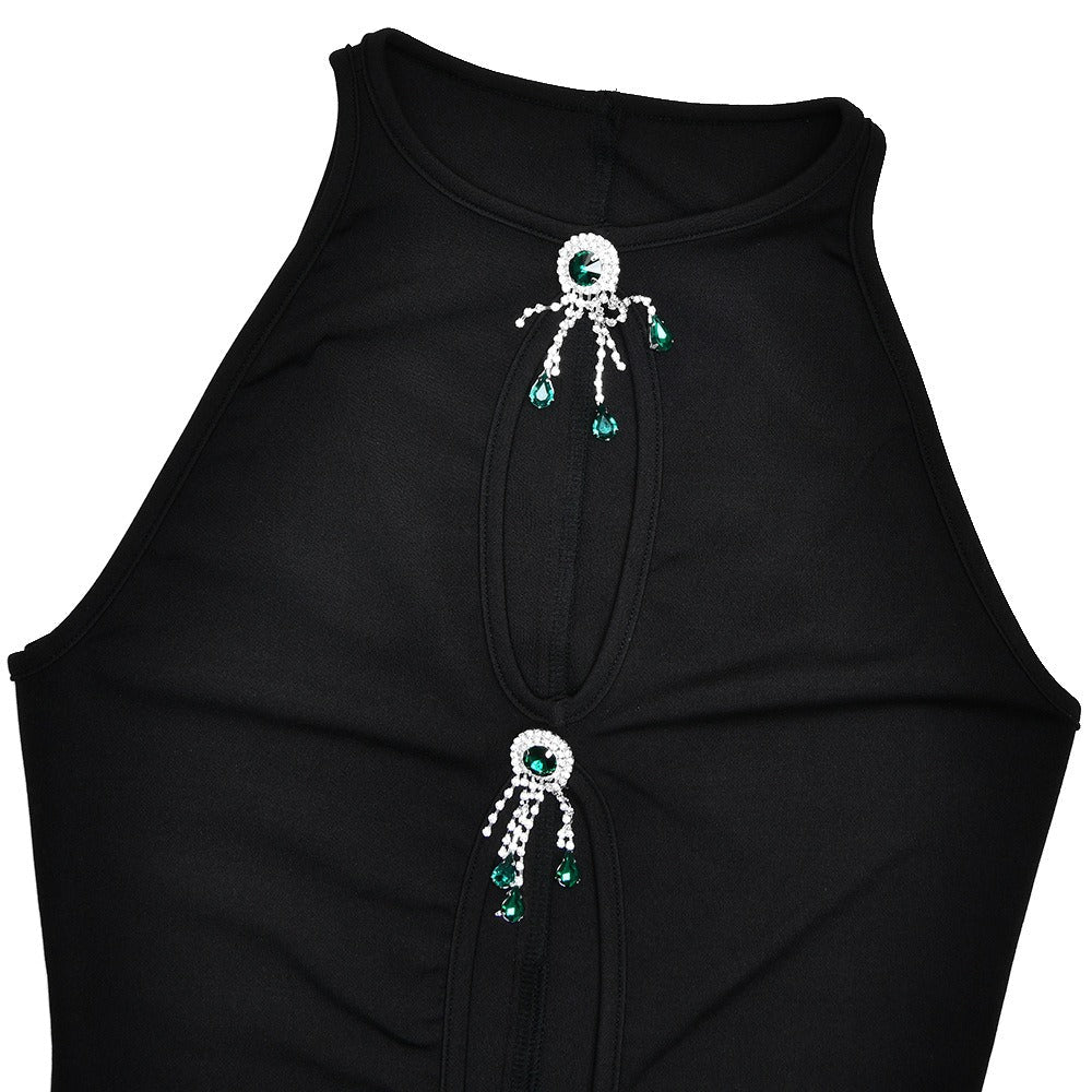 Jewel Embellished Sleeveless Mermaid Evening Maxi Dress - View 5
