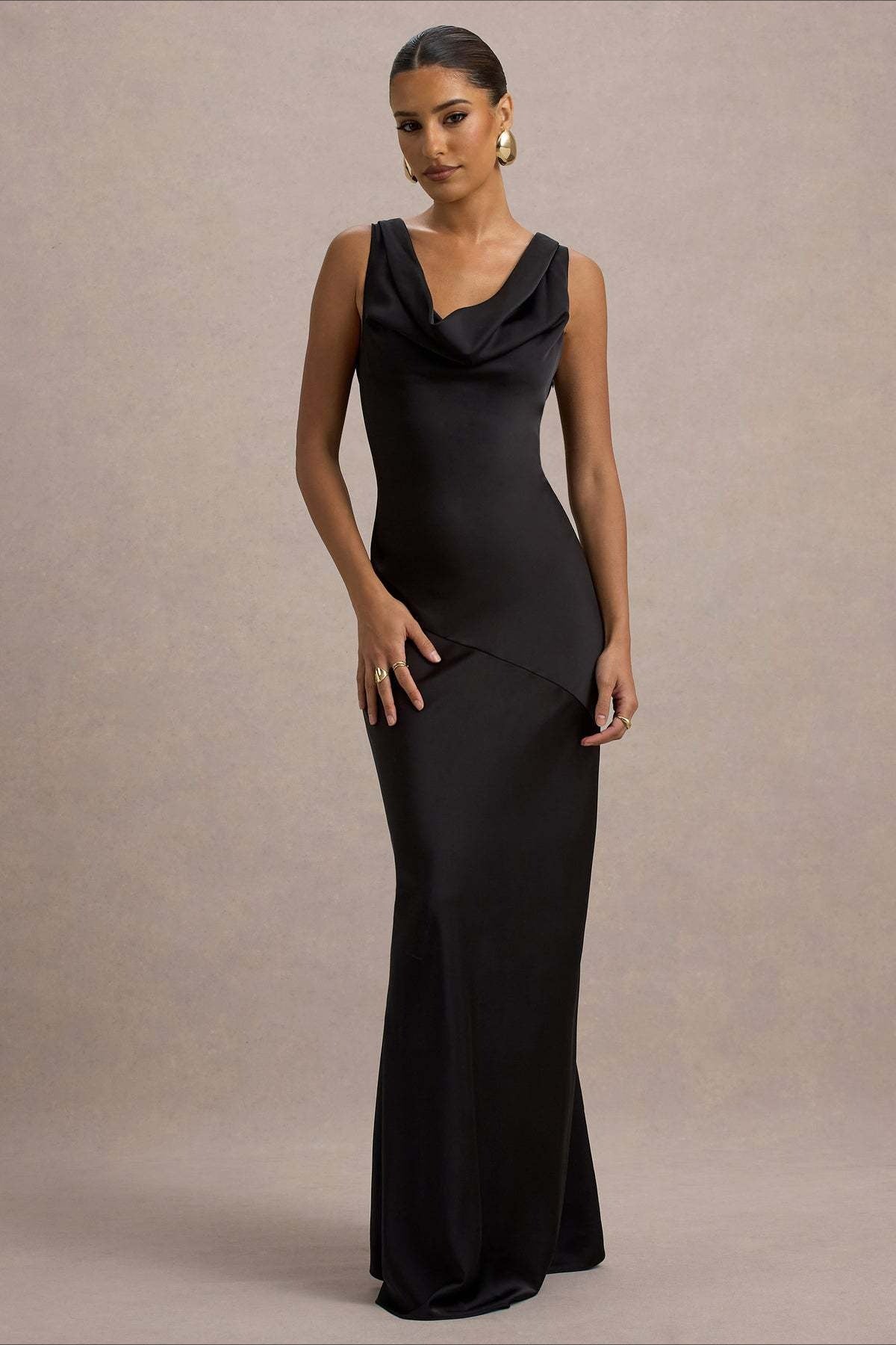 Satin Mermaid Low-Back Party Dress in Blue - View 15