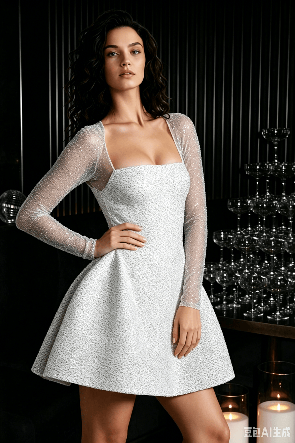 Backless Sequin Mini Dress